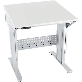 Schäfer Shop Pure Arbeitstisch AST31, elektrisch höhenverstellbar, Melaminplatte, T-Fuß, bis 400 kg, B 750 x T 800 x H 725-1155 mm, weißaluminium/lichtgrau