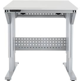 Schäfer Shop Pure Arbeitstisch AST31, elektrisch höhenverstellbar, Melaminplatte, T-Fuß, bis 400 kg, B 750 x T 800 x H 725-1155 mm, weißaluminium/lichtgrau