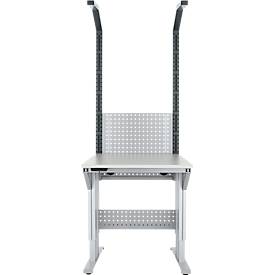 Schäfer Shop Pure Arbeitstisch AST31, elektrisch höhenverstellbar, Melaminplatte, T-Fuß, bis 400 kg, B 750 x T 800 x H 725-1155 mm, weißaluminium/lichtgrau