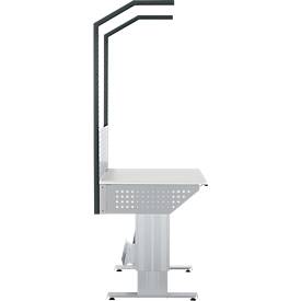 Schäfer Shop Pure Arbeitstisch AST31, elektrisch höhenverstellbar, Melaminplatte, T-Fuß, bis 400 kg, B 750 x T 800 x H 725-1155 mm, weißaluminium/lichtgrau