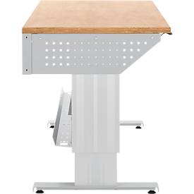Schäfer Shop Pure Arbeitstisch AST31, elektrisch höhenverstellbar, Multiplex-Platte, T-Fuß, bis 400 kg, B 1500 x T 800 x H 730-1155 mm, weißaluminium/Buche