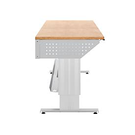 Schäfer Shop Pure Arbeitstisch AST31, elektrisch höhenverstellbar, Multiplex-Platte, T-Fuß, bis 400 kg, B 2000 x T 800 x H 730-1155 mm, weißaluminium/Buche
