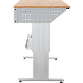 Schäfer Shop Pure Arbeitstisch AST31, elektrisch höhenverstellbar, Multiplex-Platte, T-Fuß, bis 400 kg, B 2000 x T 800 x H 730-1155 mm, weißaluminium/Buche
