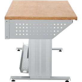 Schäfer Shop Pure Arbeitstisch AST31, elektrisch höhenverstellbar, Multiplex-Platte, T-Fuß, bis 400 kg, B 2000 x T 800 x H 730-1155 mm, weißaluminium/Buche