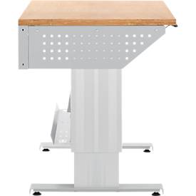 Schäfer Shop Pure Arbeitstisch AST31, elektrisch höhenverstellbar, Multiplex-Platte, T-Fuß, bis 400 kg, B 750 x T 800 x H 730-1155 mm, weißaluminium/Buche