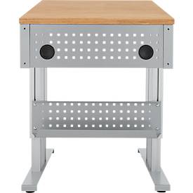 Schäfer Shop Pure Arbeitstisch AST31, elektrisch höhenverstellbar, Multiplex-Platte, T-Fuß, bis 400 kg, B 750 x T 800 x H 730-1155 mm, weißaluminium/Buche