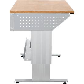 Schäfer Shop Pure Arbeitstisch AST31, elektrisch höhenverstellbar, Multiplex-Platte, T-Fuß, bis 400 kg, B 750 x T 800 x H 730-1155 mm, weißaluminium/Buche