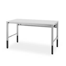 Schäfer Shop Pure Arbeitstisch AST31, manuell höhenverstellbar, Melaminplatte, 4-Fuß, bis 500 kg, B 1500 x T 800 x H 800-1030 mm, lichtgrau/lichtgrau