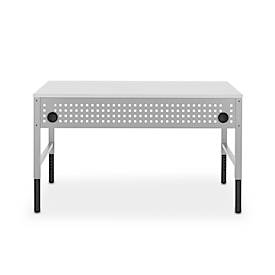 Schäfer Shop Pure Arbeitstisch AST31, manuell höhenverstellbar, Melaminplatte, 4-Fuß, bis 500 kg, B 1500 x T 800 x H 800-1030 mm, lichtgrau/lichtgrau