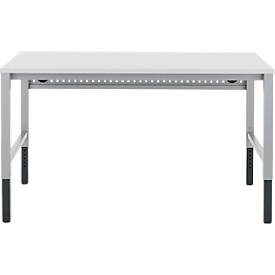 Schäfer Shop Pure Arbeitstisch AST31, manuell höhenverstellbar, Melaminplatte, 4-Fuß, bis 500 kg, B 1500 x T 800 x H 800-1030 mm, weißaluminium/lichtgrau