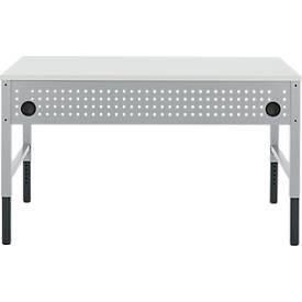 Schäfer Shop Pure Arbeitstisch AST31, manuell höhenverstellbar, Melaminplatte, 4-Fuß, bis 500 kg, B 1500 x T 800 x H 800-1030 mm, weißaluminium/lichtgrau