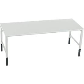 Schäfer Shop Pure Arbeitstisch AST31, manuell höhenverstellbar, Melaminplatte, 4-Fuß, bis 500 kg, B 2000 x T 800 x H 800-1030 mm, lichtgrau/lichtgrau