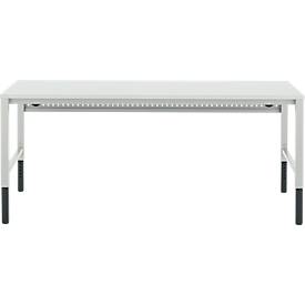 Schäfer Shop Pure Arbeitstisch AST31, manuell höhenverstellbar, Melaminplatte, 4-Fuß, bis 500 kg, B 2000 x T 800 x H 800-1030 mm, lichtgrau/lichtgrau