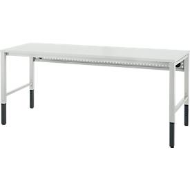 Schäfer Shop Pure Arbeitstisch AST31, manuell höhenverstellbar, Melaminplatte, 4-Fuß, bis 500 kg, B 2000 x T 800 x H 800-1030 mm, lichtgrau/lichtgrau