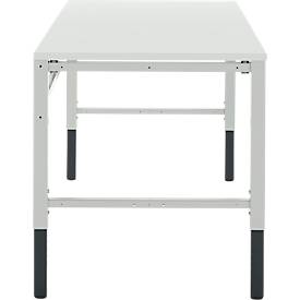 Schäfer Shop Pure Arbeitstisch AST31, manuell höhenverstellbar, Melaminplatte, 4-Fuß, bis 500 kg, B 2000 x T 800 x H 800-1030 mm, lichtgrau/lichtgrau
