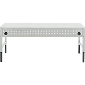 Schäfer Shop Pure Arbeitstisch AST31, manuell höhenverstellbar, Melaminplatte, 4-Fuß, bis 500 kg, B 2000 x T 800 x H 800-1030 mm, lichtgrau/lichtgrau