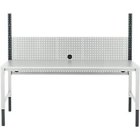 Schäfer Shop Pure Arbeitstisch AST31, manuell höhenverstellbar, Melaminplatte, 4-Fuß, bis 500 kg, B 2000 x T 800 x H 800-1030 mm, lichtgrau/lichtgrau