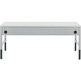 Schäfer Shop Pure Arbeitstisch AST31, manuell höhenverstellbar, Melaminplatte, 4-Fuß, bis 500 kg, B 2000 x T 800 x H 800-1030 mm, weißaluminium/lichtgrau