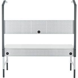 Schäfer Shop Pure Arbeitstisch AST31, manuell höhenverstellbar, Melaminplatte, 4-Fuß, bis 500 kg, B 2000 x T 800 x H 800-1030 mm, weißaluminium/lichtgrau