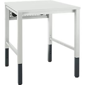 Schäfer Shop Pure Arbeitstisch AST31, manuell höhenverstellbar, Melaminplatte, 4-Fuß, bis 500 kg, B 750 x T 800 x H 800-1030 mm, lichtgrau/lichtgrau