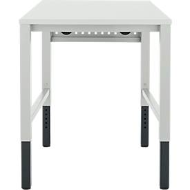 Schäfer Shop Pure Arbeitstisch AST31, manuell höhenverstellbar, Melaminplatte, 4-Fuß, bis 500 kg, B 750 x T 800 x H 800-1030 mm, lichtgrau/lichtgrau