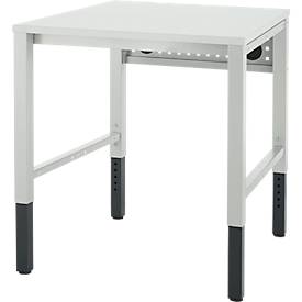Schäfer Shop Pure Arbeitstisch AST31, manuell höhenverstellbar, Melaminplatte, 4-Fuß, bis 500 kg, B 750 x T 800 x H 800-1030 mm, lichtgrau/lichtgrau