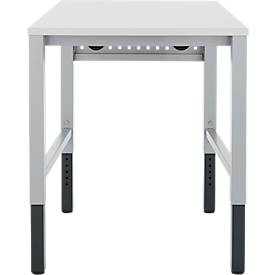 Schäfer Shop Pure Arbeitstisch AST31, manuell höhenverstellbar, Melaminplatte, 4-Fuß, bis 500 kg, B 750 x T 800 x H 800-1030 mm, weißaluminium/lichtgrau