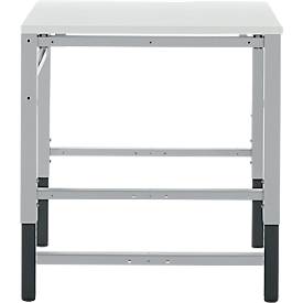 Schäfer Shop Pure Arbeitstisch AST31, manuell höhenverstellbar, Melaminplatte, 4-Fuß, bis 500 kg, B 750 x T 800 x H 800-1030 mm, weißaluminium/lichtgrau