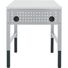Schäfer Shop Pure Arbeitstisch AST31, manuell höhenverstellbar, Melaminplatte, 4-Fuß, bis 500 kg, B 750 x T 800 x H 800-1030 mm, weißaluminium/lichtgrau