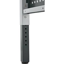 Schäfer Shop Pure Arbeitstisch AST31, manuell höhenverstellbar, Melaminplatte, 4-Fuß, bis 500 kg, B 750 x T 800 x H 800-1030 mm, weißaluminium/lichtgrau