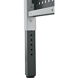 Schäfer Shop Pure Arbeitstisch AST31, manuell höhenverstellbar, Multiplex-Platte, 4-Fuß, bis 500 kg, B 1500 x T 800 x H 805-1035 mm, weißaluminium/Buche