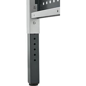 Schäfer Shop Pure Arbeitstisch AST31, manuell höhenverstellbar, Multiplex-Platte, 4-Fuß, bis 500 kg, B 2000 x T 800 x H 805-1035 mm, lichtgrau/Buche