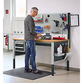 Schäfer Shop Pure Arbeitstisch AST31, manuell höhenverstellbar, Multiplex-Platte, 4-Fuß, bis 500 kg, B 2000 x T 800 x H 805-1035 mm, lichtgrau/Buche