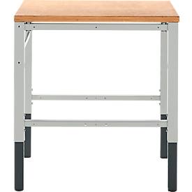 Schäfer Shop Pure Arbeitstisch AST31, manuell höhenverstellbar, Multiplex-Platte, 4-Fuß, bis 500 kg, B 750 x T 800 x H 805-1035 mm, lichtgrau/Buche