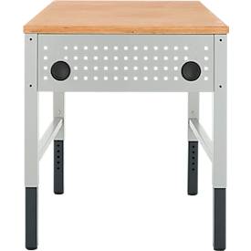 Schäfer Shop Pure Arbeitstisch AST31, manuell höhenverstellbar, Multiplex-Platte, 4-Fuß, bis 500 kg, B 750 x T 800 x H 805-1035 mm, lichtgrau/Buche