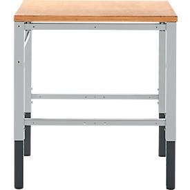 Schäfer Shop Pure Arbeitstisch AST31, manuell höhenverstellbar, Multiplex-Platte, 4-Fuß, bis 500 kg, B 750 x T 800 x H 805-1035 mm, weißaluminium/Buche