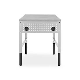 Schäfer Shop Pure Arbeitstisch AST31, manuell höhenverstellbar, Multiplex-Platte, 4-Fuß, bis 500 kg, B 750 x T 800 x H 805-1035 mm, weißaluminium/Buche