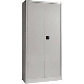 Schäfer Shop Pure Armario universal, 5 OH, 4 baldas, con cerradura, An 950 x P 400 x Al 1935 mm, acero, aluminio blanco RAL 9006/aluminio blanco RAL 9006