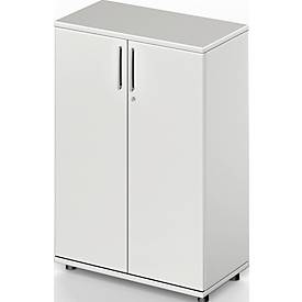 Schäfer Shop Pure Armoires à portes battantes Proplana,  3 hauteurs de classeurs, largeur 800 mm, verrouillable, gris clair 