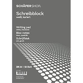 Schäfer Shop Pure  briefblok CLIP, A5, geruit,10 stuks, wit