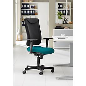 Schäfer Shop Pure Bürostuhl SSI Proline P1 ECO, mit Armlehnen, Synchronmechanik, Bandscheibensitz, Recycling-Kunststoff, schwarz/petrol