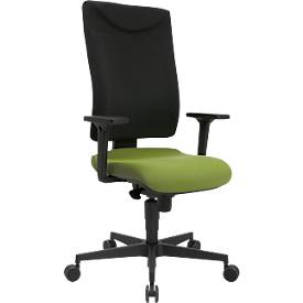 Schäfer Shop Pure Bürostuhl SSI Proline P1 ECO, mit Armlehnen, Synchronmechanik, Bandscheibensitz, Recycling-Kunststoff, schwarz/salbei