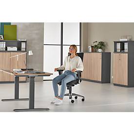 Schäfer Shop Pure Bürostuhl SSI Proline S2, mit Armlehnen, Punkt-Synchronmechanik, Bandscheibensitz, schwarz/schwarz 