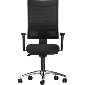 Schäfer Shop Pure Bürostuhl SSI Proline S2, mit Armlehnen, Punkt-Synchronmechanik, Bandscheibensitz, schwarz/schwarz