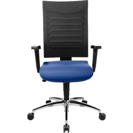 Schäfer Shop Pure Bürostuhl SSI PROLINE S2, Synchronmechanik, ohne Armlehnen, 3D-Netz-Rückenlehne, Bandscheibensitz, blau/schwarz