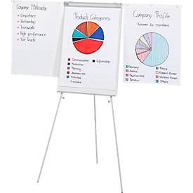 Schäfer Shop Pure Flipchart F2100SSI, Hochformat, höhenverstellbar, magnethaftend, 2 Seitenarme, Ablageschale, Dreibeinstativ, B 880 x T 880 x H 1200-1880 mm