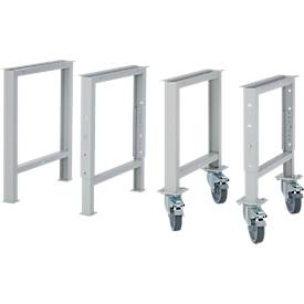 Schäfer Shop Pure Fußgestell für Arbeitsplatte, höhenverstellbar, T 665 x H 585-956 mm, lichtgrau RAL 7035