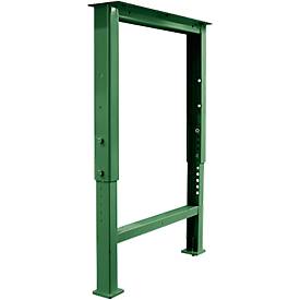 Schäfer Shop Pure Fußgestell für Arbeitsplatte, höhenverstellbar, T 665 x H 585-956 mm, resedagrün RAL 6011