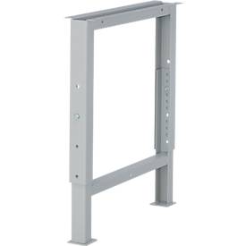 Schäfer Shop Pure Fußgestell für Arbeitsplatte, höhenverstellbar, T 665 x H 585-956 mm, weißaluminium RAL 9006