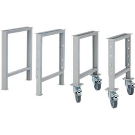 Schäfer Shop Pure Fußgestell für Arbeitsplatte, höhenverstellbar, T 665 x H 585-956 mm, weißaluminium RAL 9006